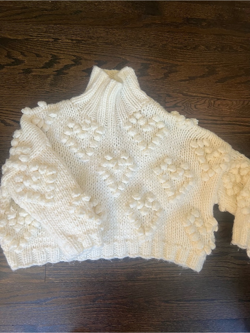 Chicwish Cream Popcorn Stitch Turtleneck Sweater